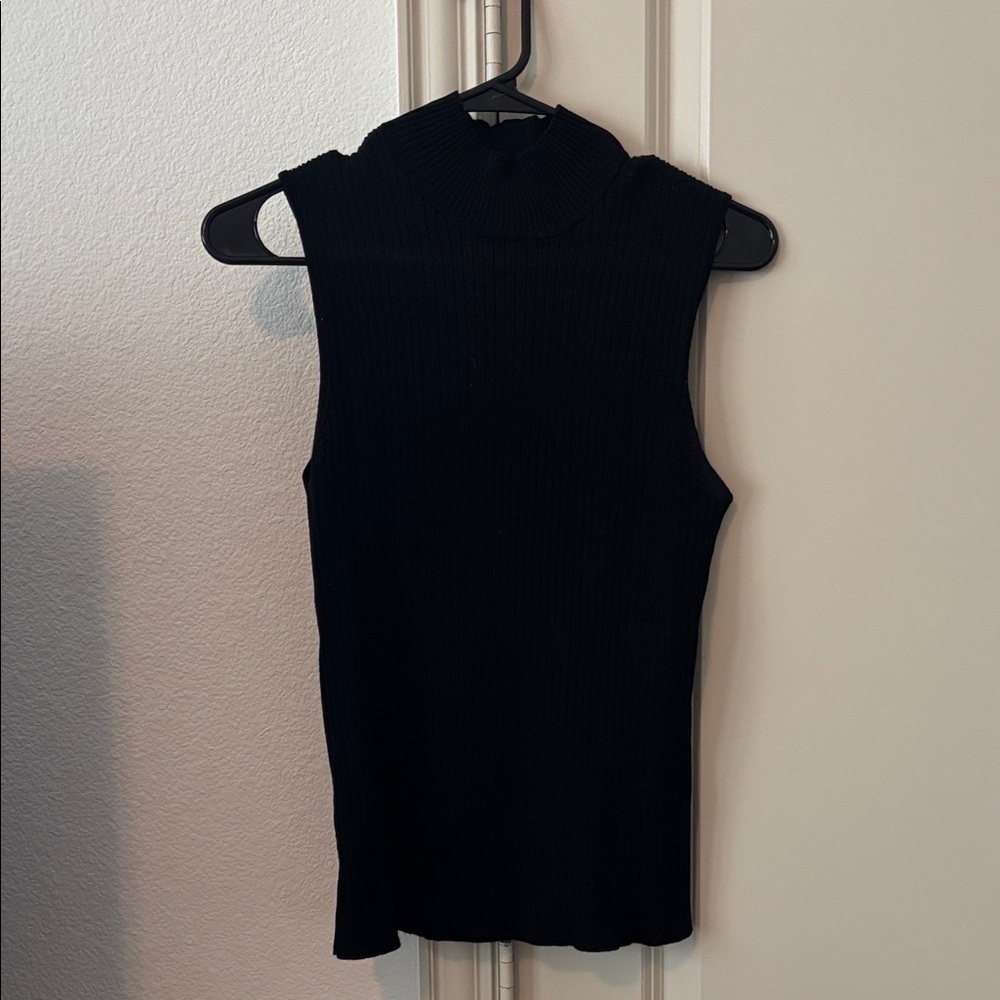 Madison Black Sleeveless Ribbed Top